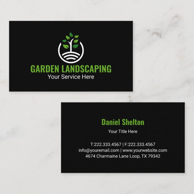 Modern Green Tree Growth Logo Business Card (Front/Back)