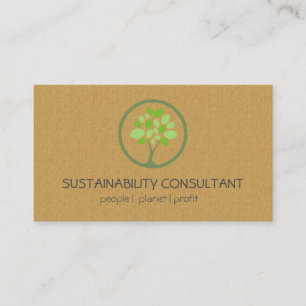 Modern green tree logo sustainability consultant business card