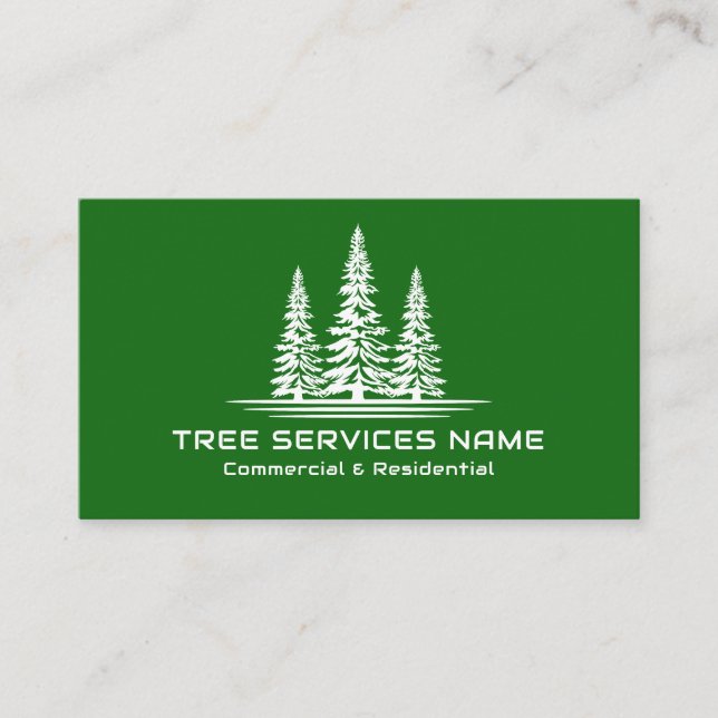 Modern Green Tree Services Business Card (Front)