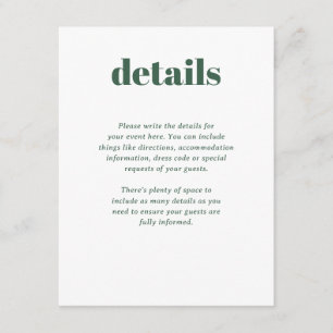 Modern Green Trendy Mix Match Wedding Details Enclosure Card