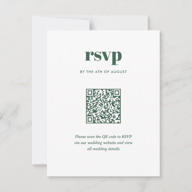 Modern Green Trendy Mix Match Wedding QR Code RSVP Card (Front)