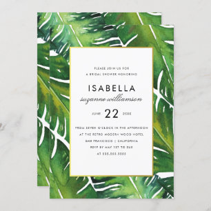 Modern Green Tropical Leaves Bridal Shower Invitation