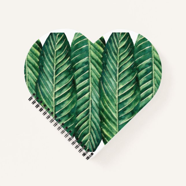 Modern green tropical long leaf design notebook (Front)