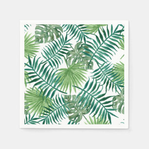 Modern Green Tropical Palm Leaves Napkin