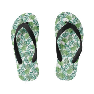 Modern Green Tropical Palms Flip Flops