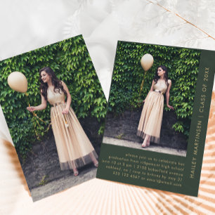 Modern Green Two Photo Graduation Party Invitation
