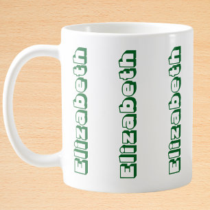 Modern Green Vertical Name Personalised Coffee Mug