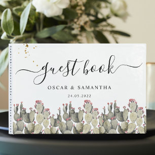Modern Green Watercolor Cactus  Guest Book