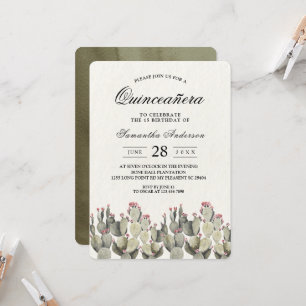 Modern Green Watercolor Cactus  Invitation