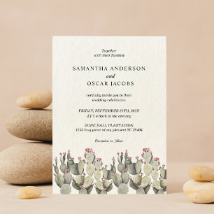 Modern Green Watercolor Cactus Invitation