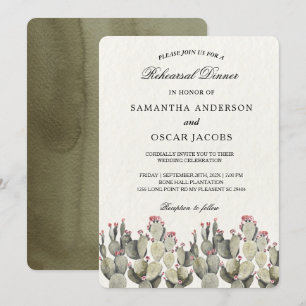 Modern Green Watercolor Cactus  Invitation
