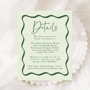 Modern Green Wavy Frame Wedding Details Enclosure Card