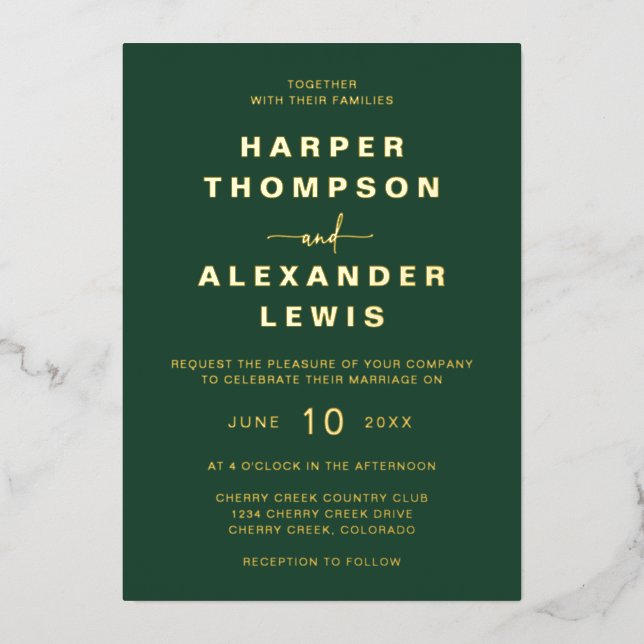 Modern Green Wedding Gold (Front)