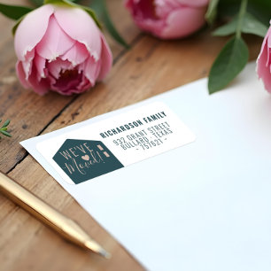 Modern Green We've Moved New Home Address Label Return Address Label