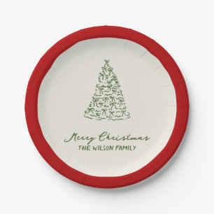 Modern Green Whimsical Christmas Paper Plate