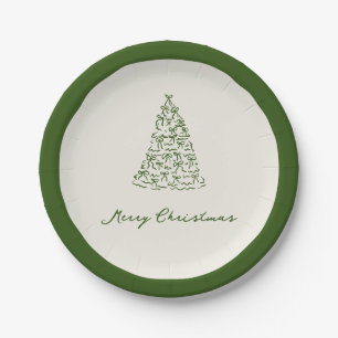 Modern Green Whimsical Christmas Paper Plate