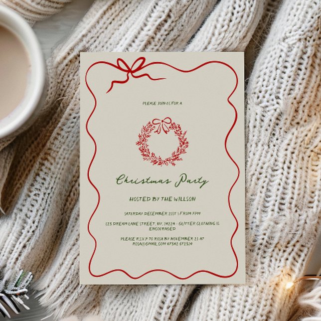 Modern Green Whimsical Christmas Party  Invitation (Creator Uploaded)