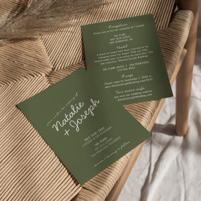 Modern Green Whimsical Summer All In One Wedding Invitation (Creator Uploaded)