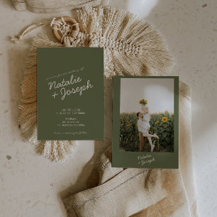 Modern Green Whimsical Summer Photo Wedding Invitation