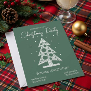 Modern Green & White Christmas Party Invitation