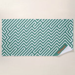 Modern Green White Design Bachelor Party Favour Beach Towel