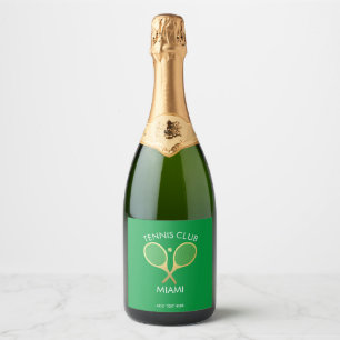 Modern Green White Elegant Classic Tennis Sparkling Wine Label