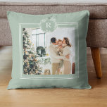 Modern Green & White | Family Photo | Initial Cushion<br><div class="desc">Modern Green & White | Family Photo | Initial Give the gift of ultimate comfort and relaxation with these luxurious pillows. Crafted with the finest materials, these pillows are designed to provide a blissful sleep experience and promote overall well-being. The plush filling contours to the shape of the head and...</div>