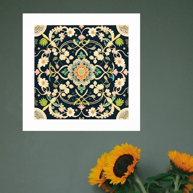 Modern Green White Floral Illustration Poster (Creator Uploaded)