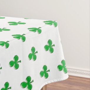 Modern Green white Irish Shamrock pattern cute Tablecloth