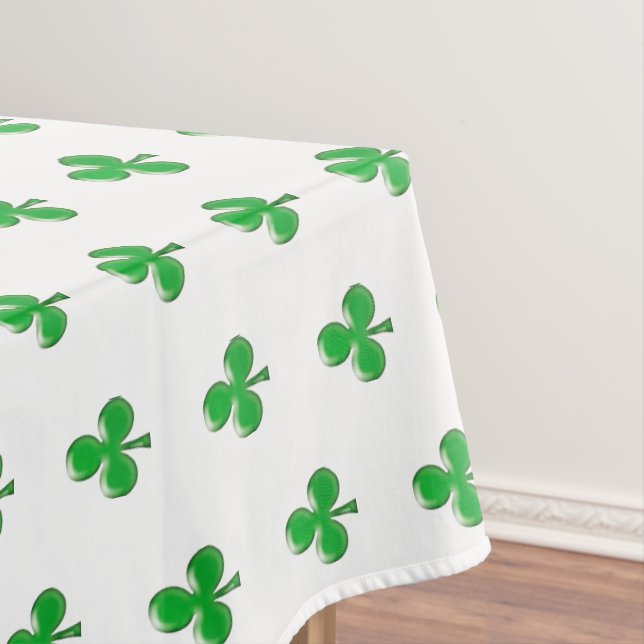 Modern Green white Irish Shamrock pattern cute  Tablecloth (In Situ)