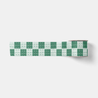 Modern Green & White Mudcloth African Inspired Satin Ribbon