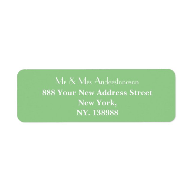 Modern Green & White Simple Script Return Address Label (Front)