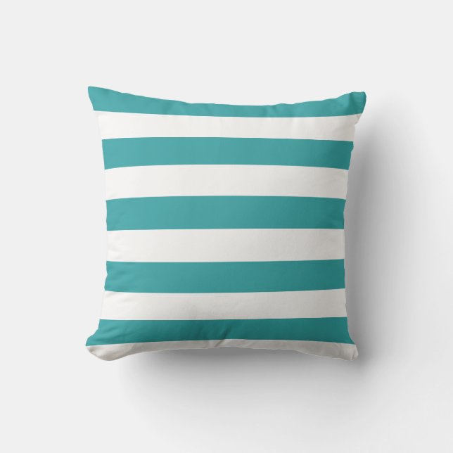 Modern Green White Striped Elegant Template Trendy Cushion (Front)