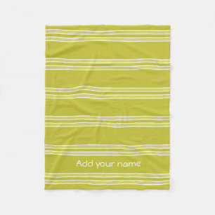 Modern Green White Stripes Personalised Fleece Blanket
