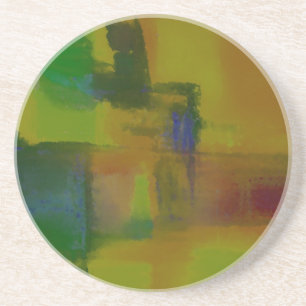 Modern Green Yellow Abstract Coaster