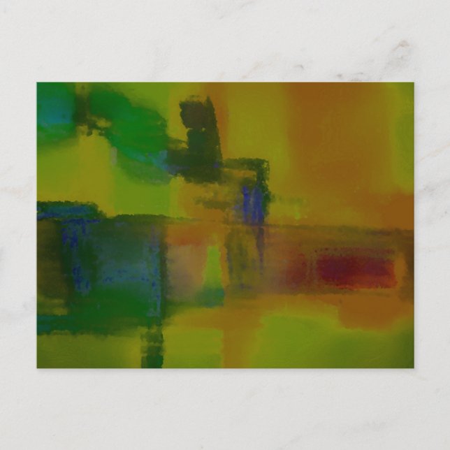 Modern Green Yellow Abstract Postcard (Front)