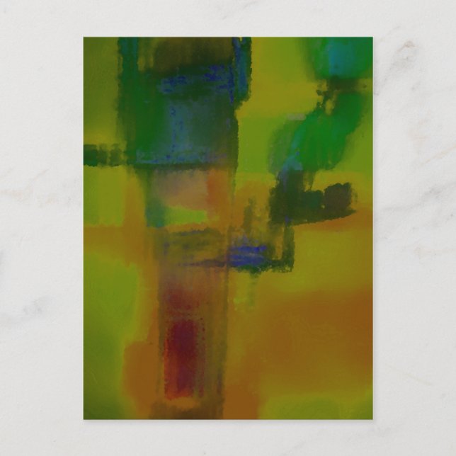 Modern Green Yellow Abstract Postcard (Front)