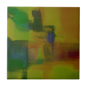 Modern Green Yellow Abstract Tile