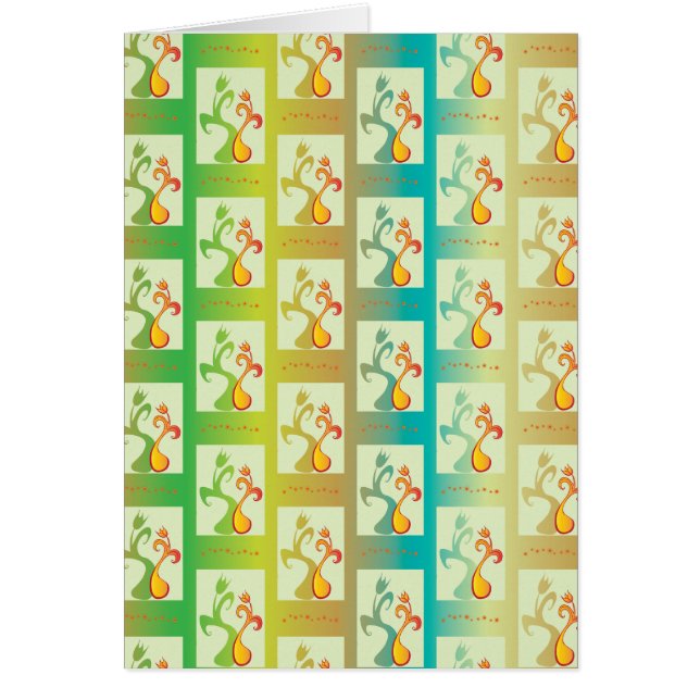 Modern Green, yellow and blue Tulip Couple pattern (Front)