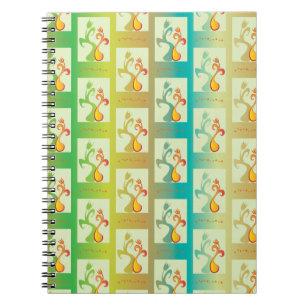Modern Green, yellow and blue Tulip Couple pattern Notebook