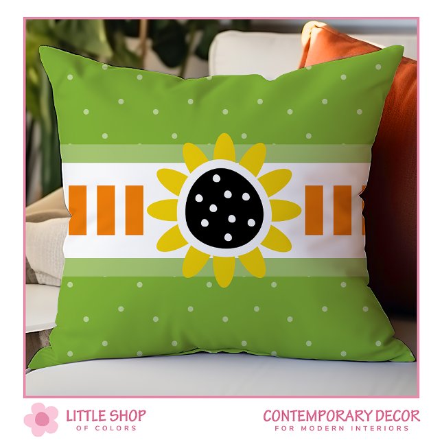 Modern Green Yellow Sunflower Cushion (Creator Uploaded)