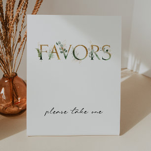 Modern Greenery and Gold Baby Shower Favours Pedestal Sign