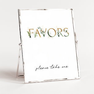 Modern Greenery and Gold Baby Shower Favours Sign