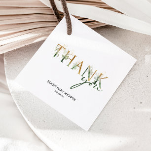 Modern Greenery and Gold Baby Shower Thank You Favour Tags