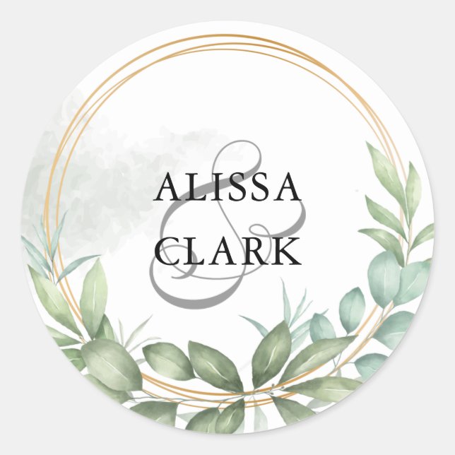 Modern Greenery And Gold Envelope Seal (Front)