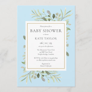 Modern Greenery Baby Boy Shower / Sprinkle Invitation