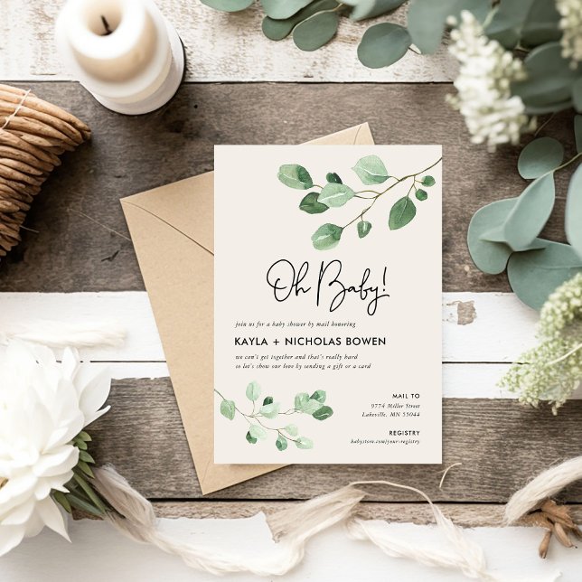 Modern Greenery Baby Shower by Mail Invitation (Creator Uploaded)