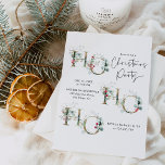 Modern Greenery Berries Christmas Party Invitation<br><div class="desc">This collection features elegant gold & greenery graphics,  with a winter botanical green pattern back.</div>