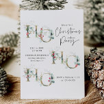 Modern Greenery & Berries Ho Ho Ho Christmas Party Invitation<br><div class="desc">This collection features elegant gold & greenery graphics,  with a winter botanical green pattern back.</div>