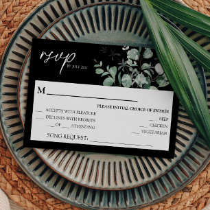 Modern Greenery Black Wedding Song Request RSVP Card